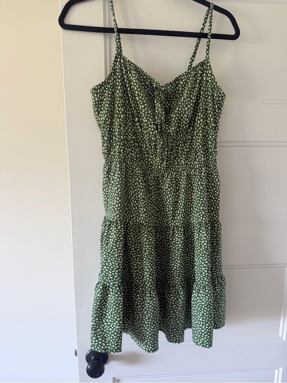 Green Spotted Tiered Mini Dress - Women